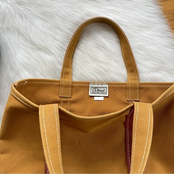 L.L. Bean vintage rare mustard medium boat and tote bag - Picture 5 of 9